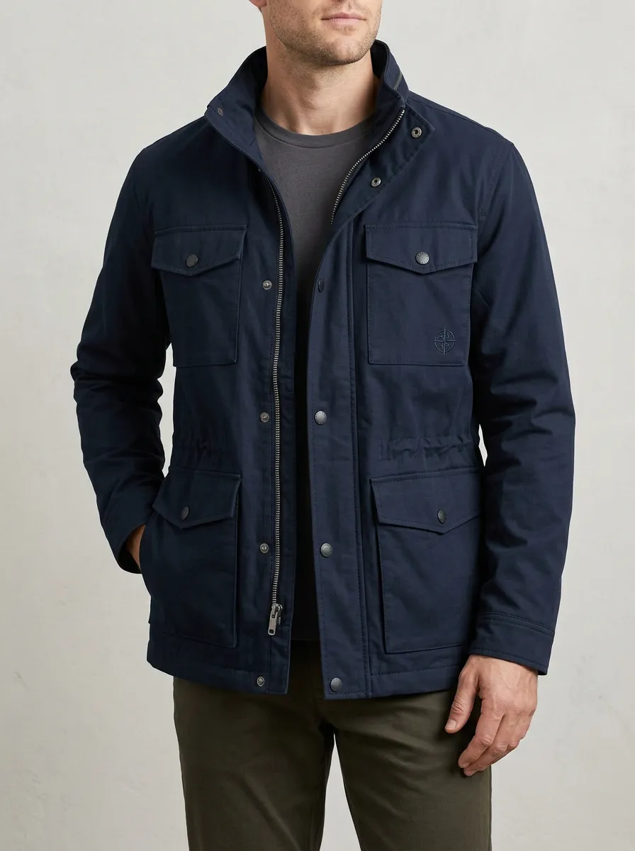 Men's Compass Logo Navy Field Printed Jacket
