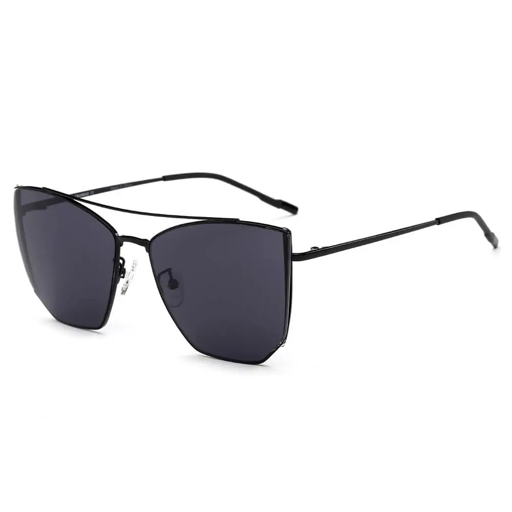Oversized Polygon Mirrored Lens Cat-Eye Sunglasses