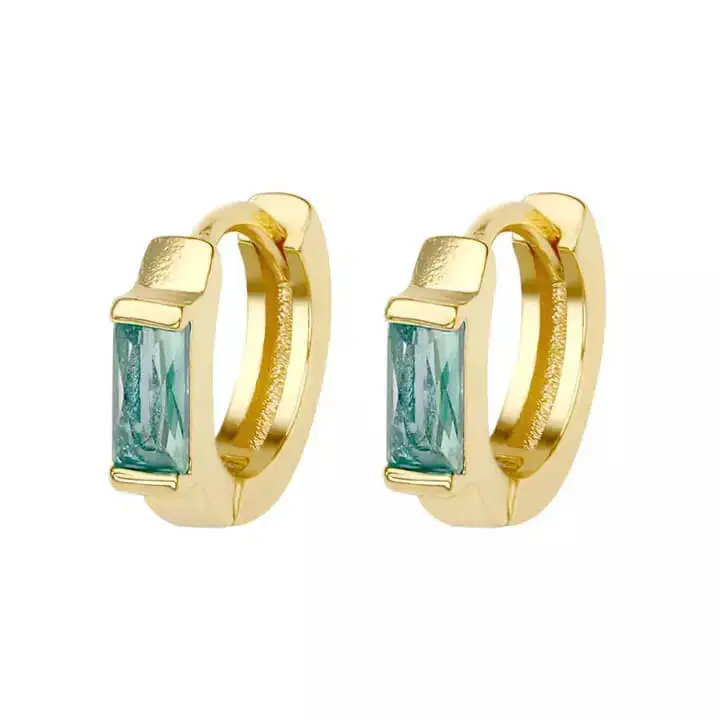 Gemstone Accent Everyday Hoop Earrings