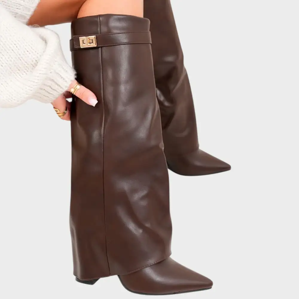 Leather Chunky Sole Tall Boots