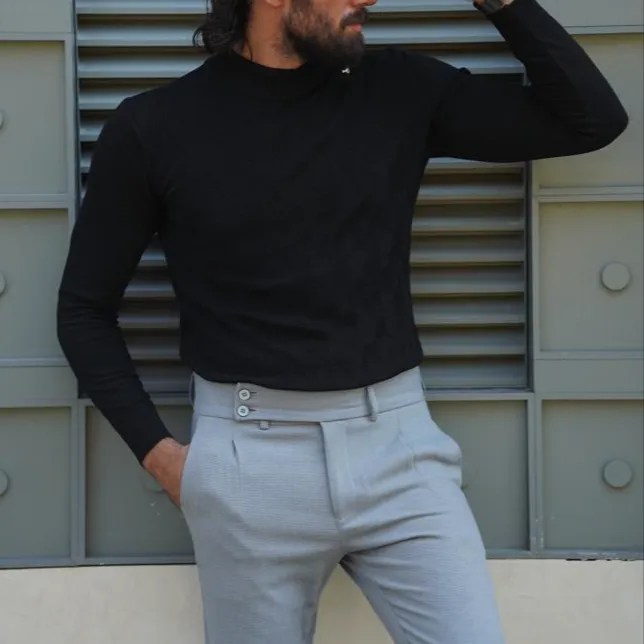 Polished Half Turtleneck Slim Fit Cotton Turtleneck Sweater