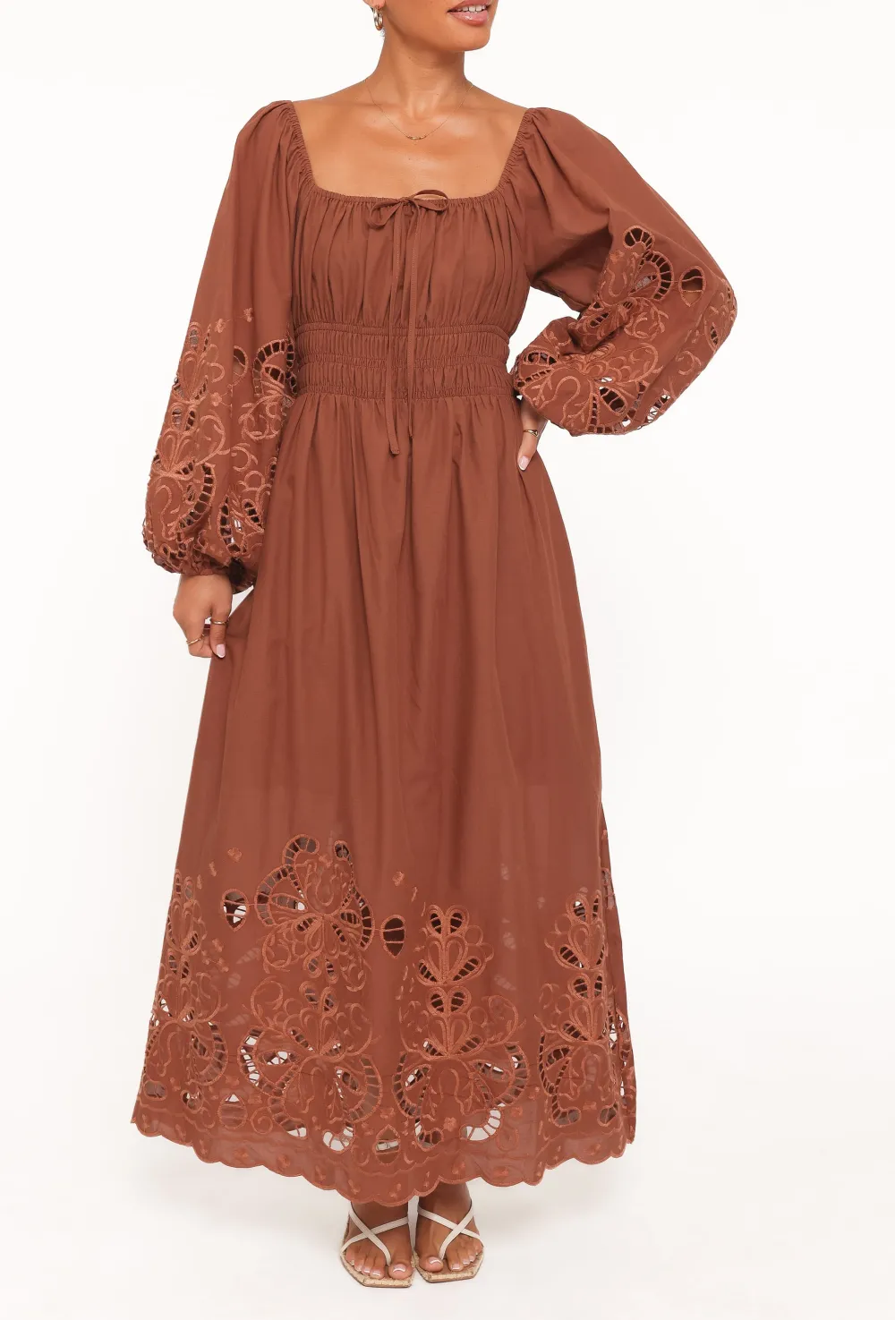 Cotton Shirred Midi Dress