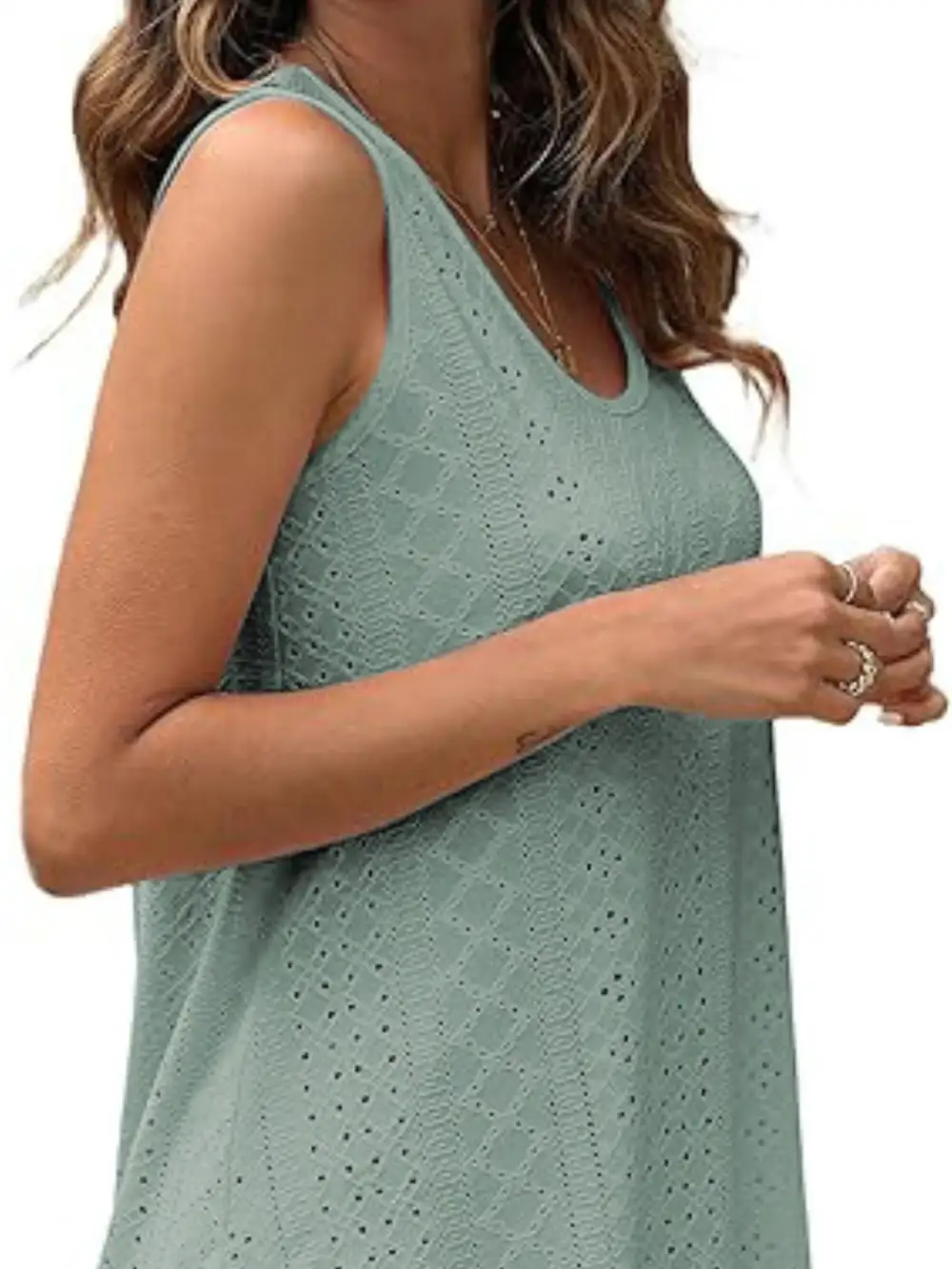 Scoop-Neck Eyelet Tank Top