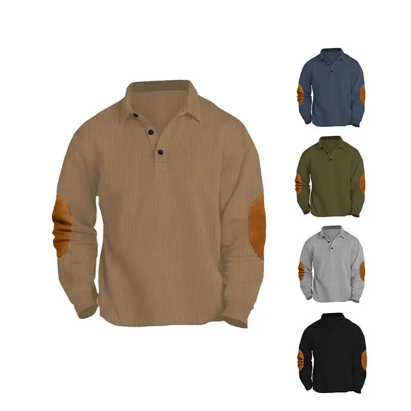 Contemporary Button Placket Long Sleeve Polo Shirt