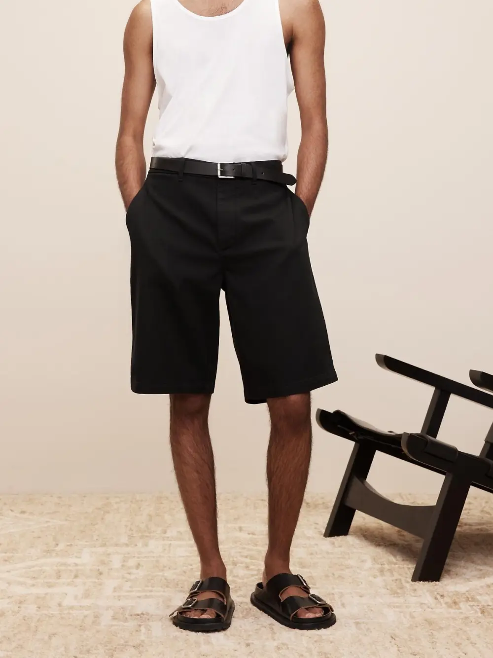 Men's Black Cotton Stretch Shorts