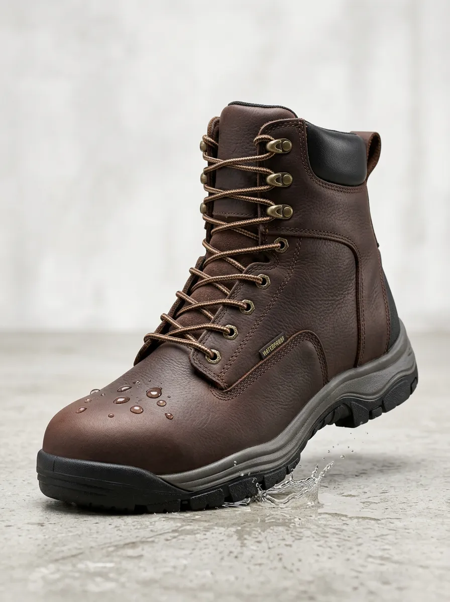 Outdoor-Ready Leather-Look Men's Waterproof Work Boots