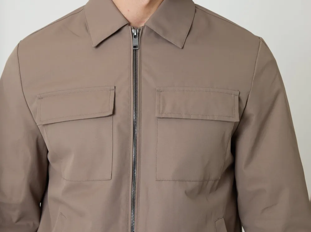 Taupe Lightweight Water-Resistant Zip Jacket