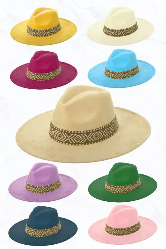 Suede Large Eaves Peach Top Fedora Hat