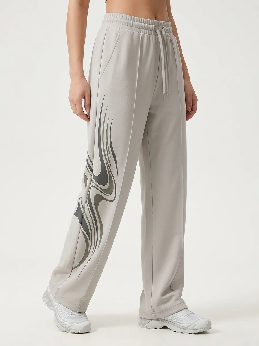 Women's Y2K Aesthetic Abstract Flame Graphic Sweatpants
