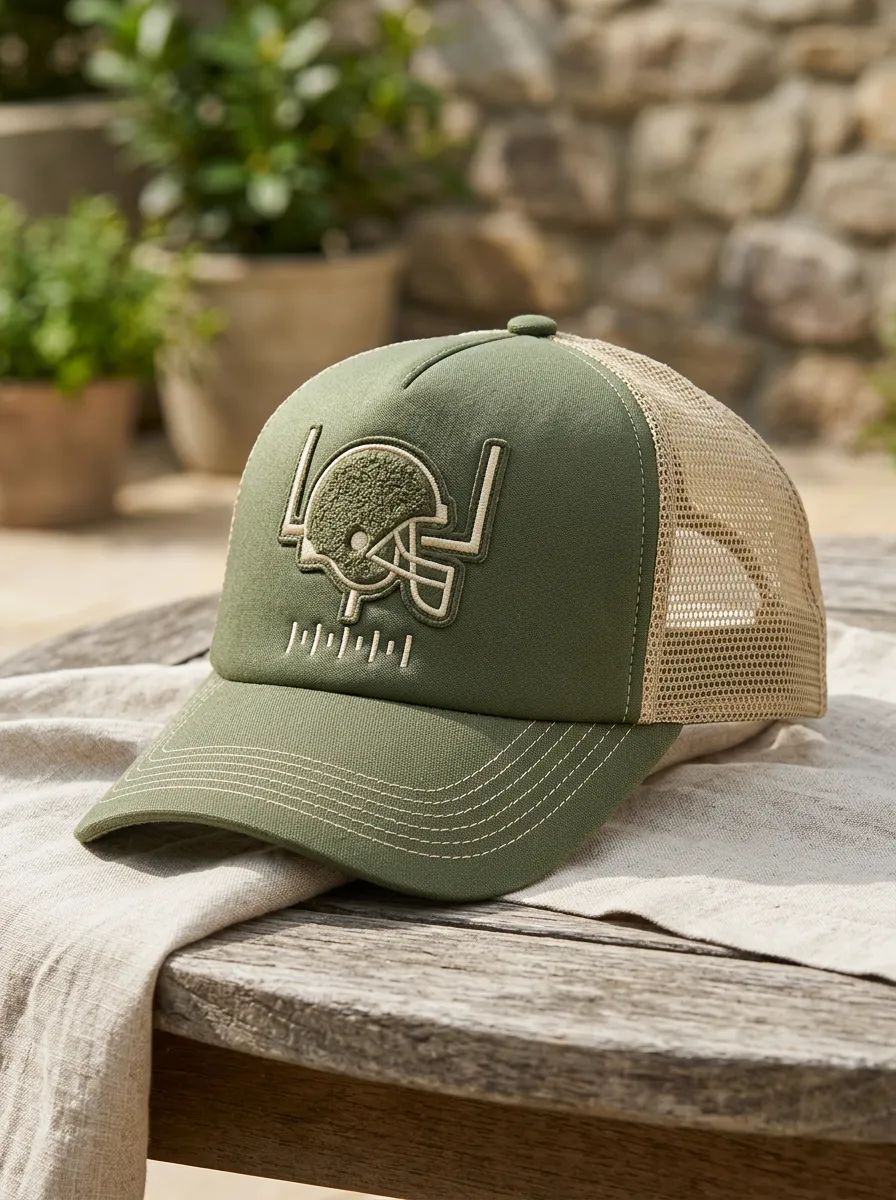 Men's Heritage Football Fan Helmet Goalpost Embroidered Mesh Trucker Hat