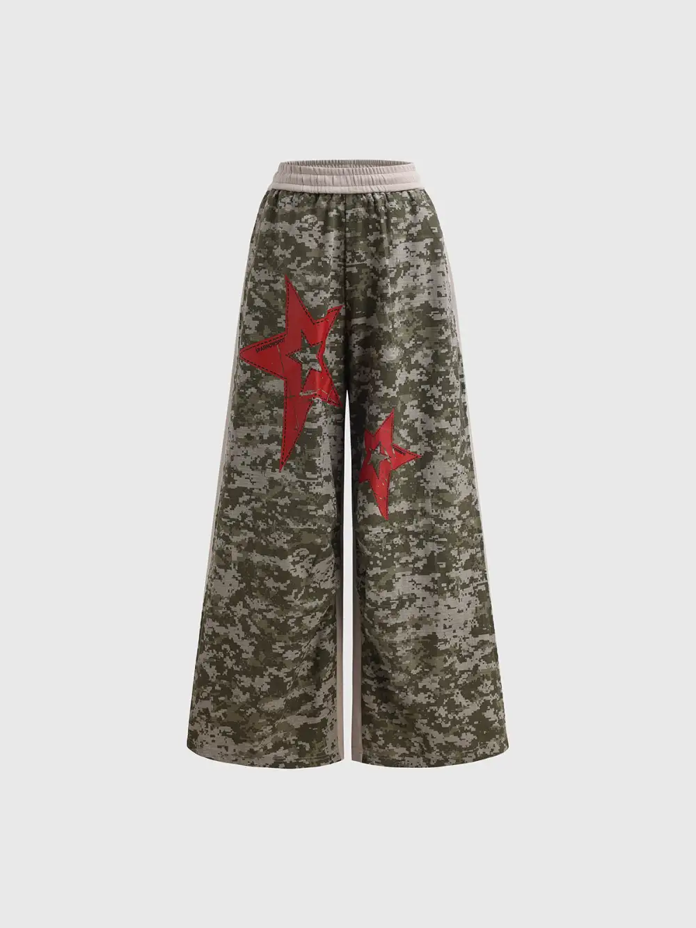 Wide-Leg Relaxed Camouflage Pants