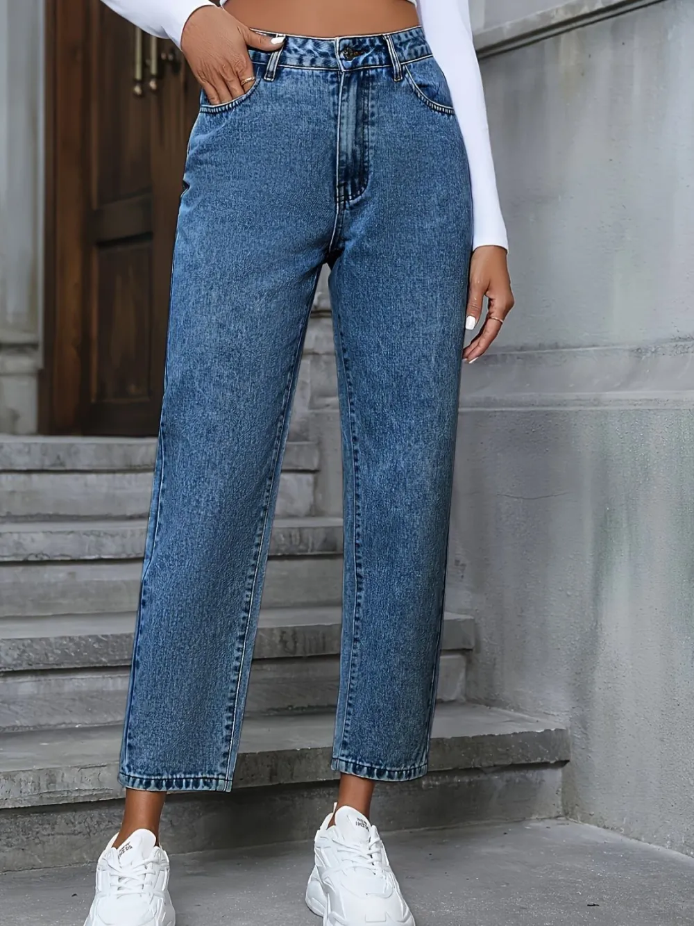 Casual Straight Leg Denim Jeans