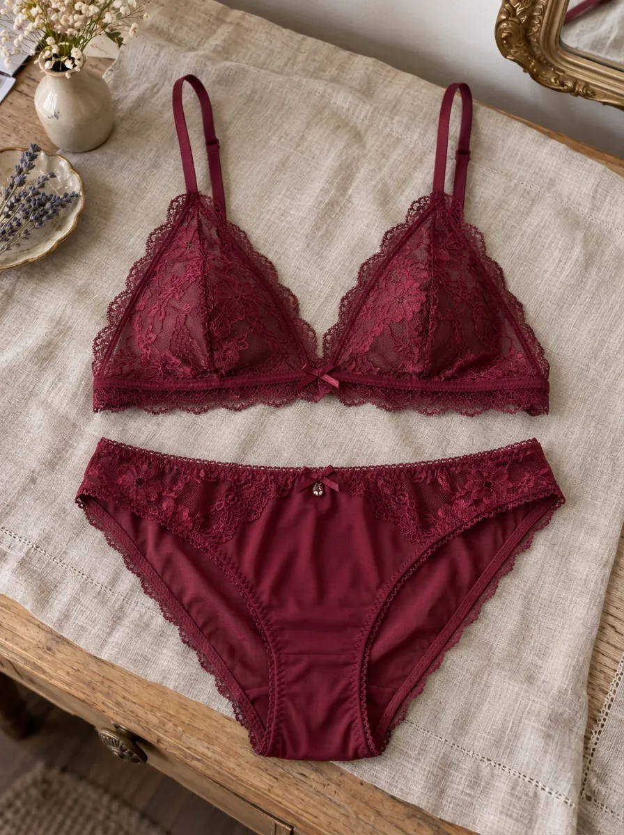 Women's Floral Lace And Lace Lingerie Set