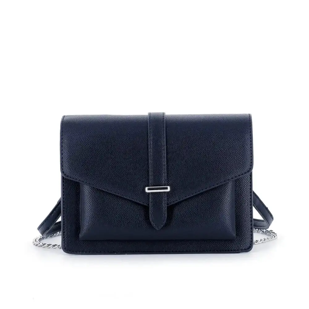 Contemporary Faux Leather Chain Strap Compact Crossbody Bag