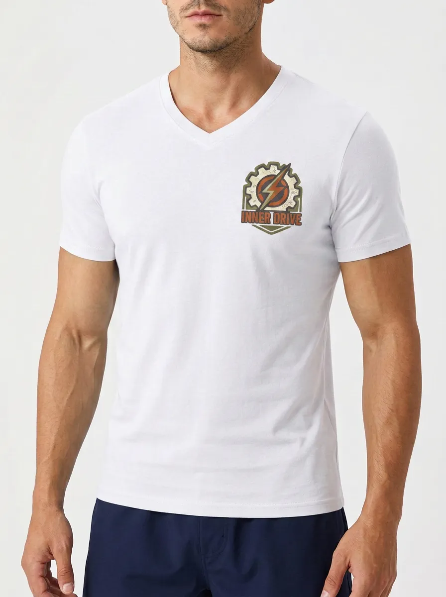 Men's Inner Drive Gear Lightning Printed V-neck T-shirt