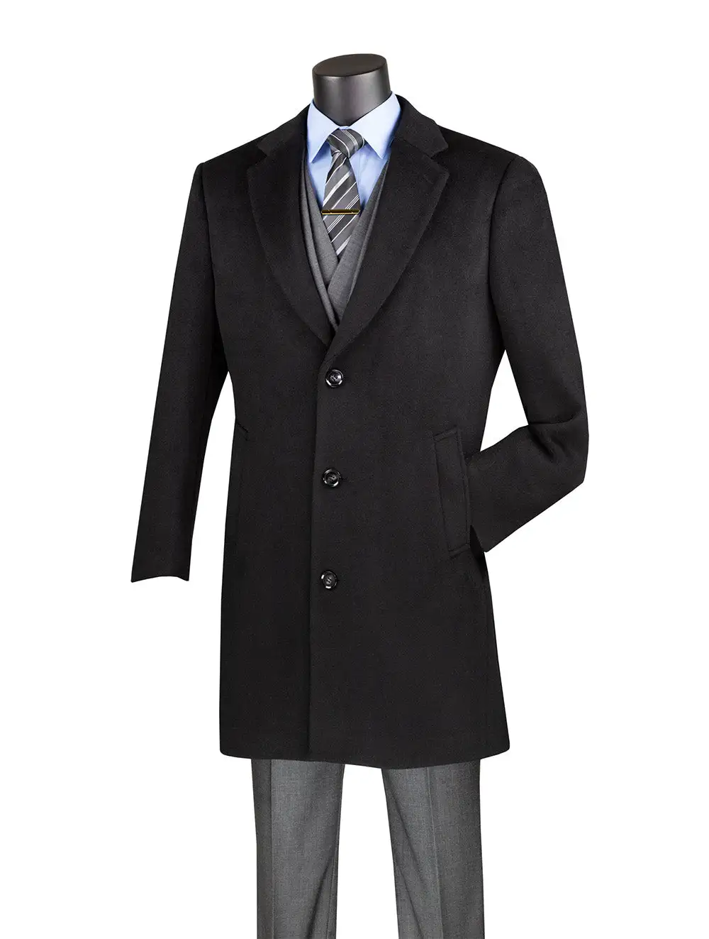 Black Regular Fit Wool Solid Coat