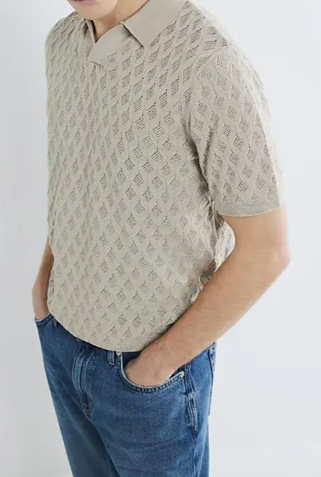 Men's Fashion Casual Stone Color Short Sleeve Polo Shirt Pure Cotton Short Sleeve