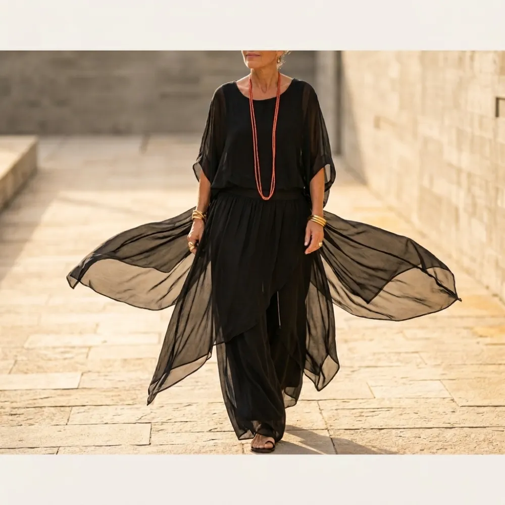 Flowy Chiffon Pants Set