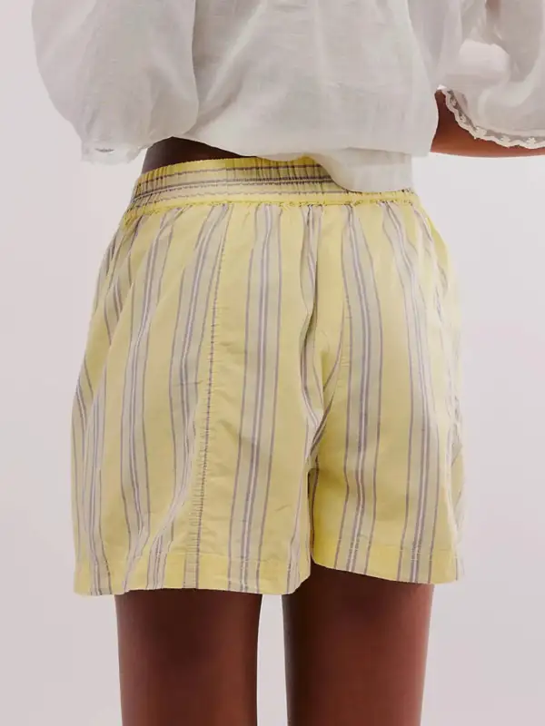 Striped High Waist Linen Blend Shorts