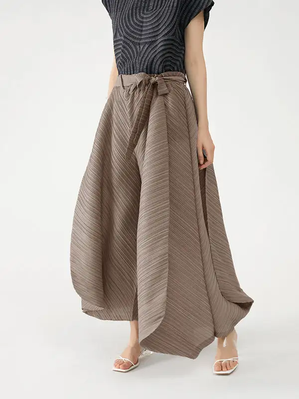 Women's Wide Leg Drawstring Pleated Loose Fit Pants