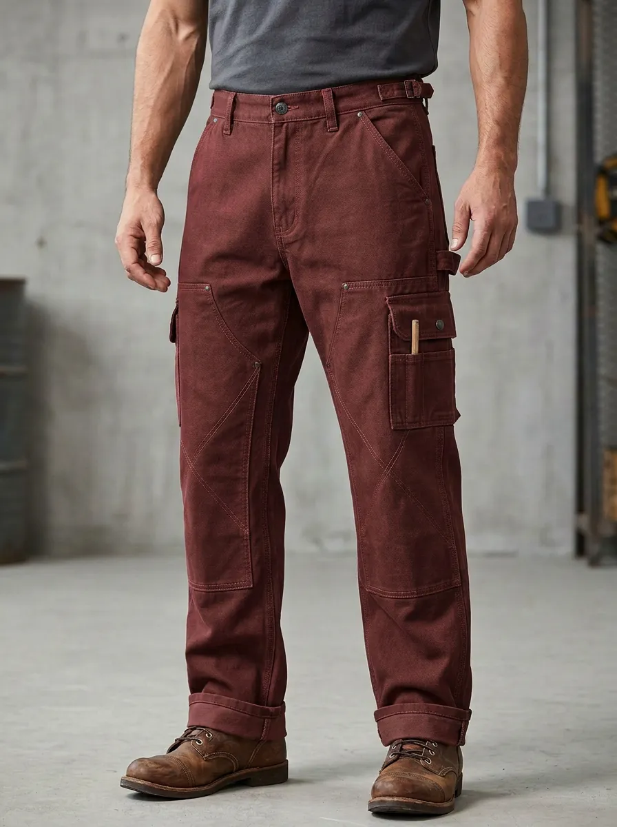 Men's Utility Workwear Olive Green Reinforced Cargo Pants