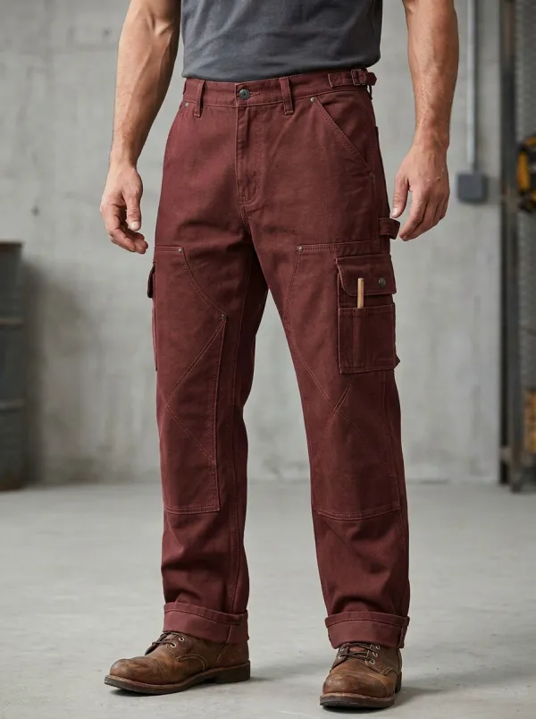 Men's Utility Workwear Olive Green Reinforced Cargo Pants