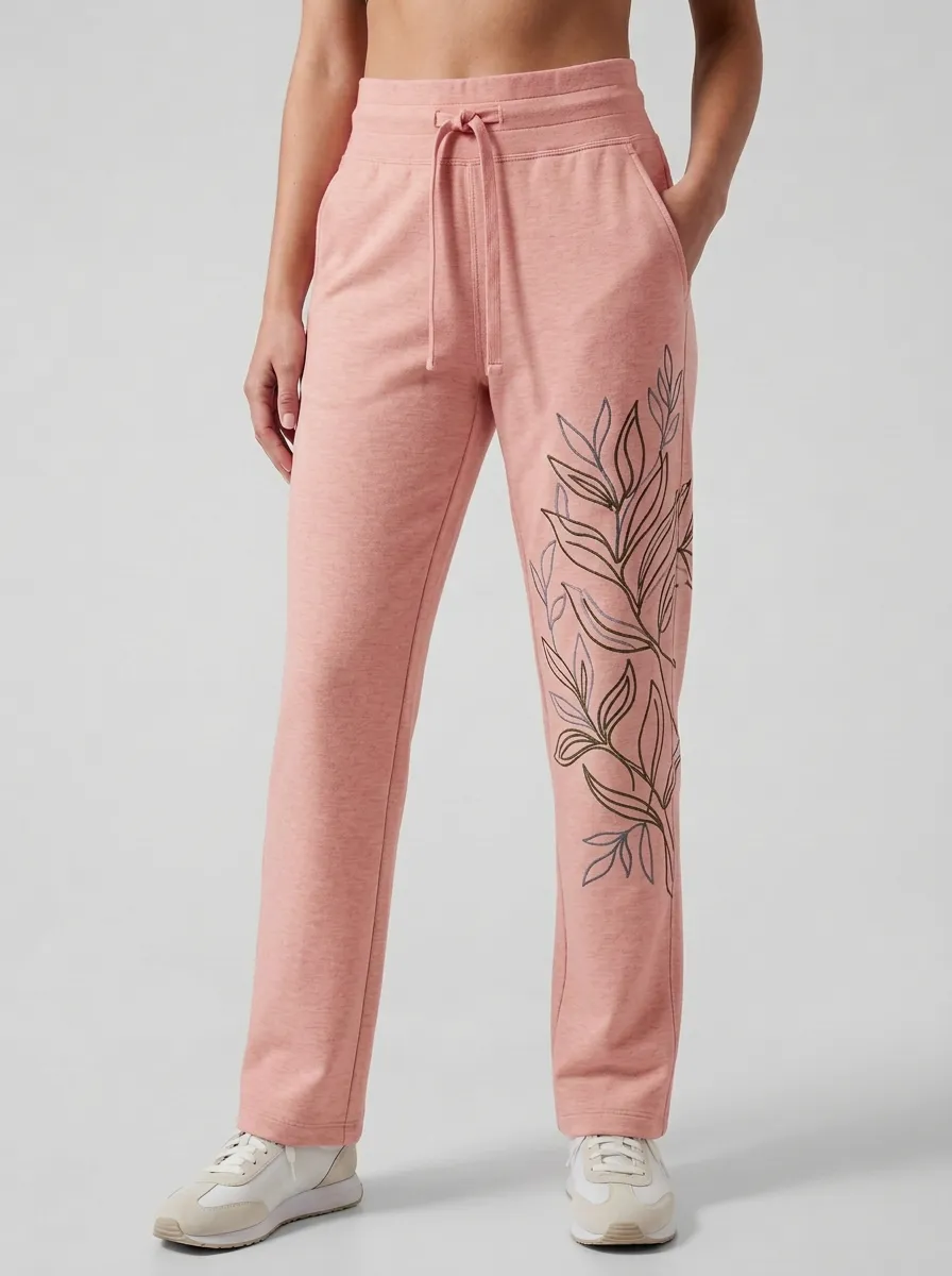 Women's Beige Drawstring Waist Straight-Leg Sweatpants