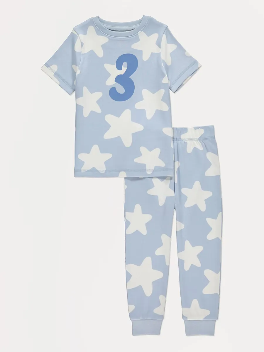 I Am 3 Blue Short Sleeve Pyjamas