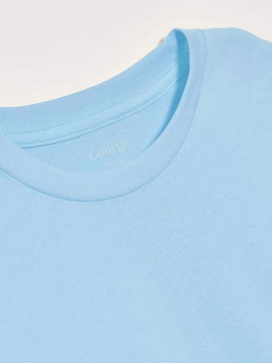 Light Blue Crew Neck School T-Shirt 2 Pack