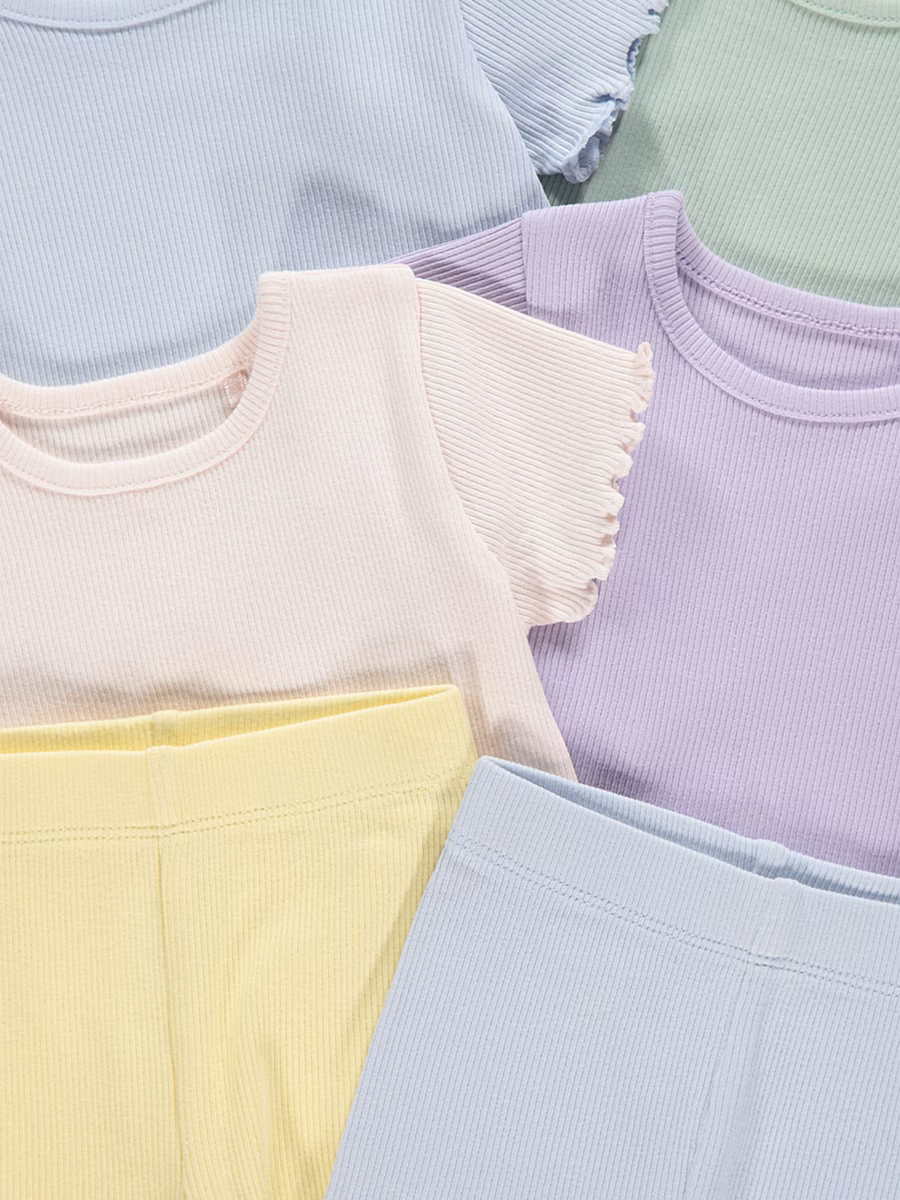 Pastel Ribbed T-Shirt and Cycling Shorts Outfit 5 Pack detail 1