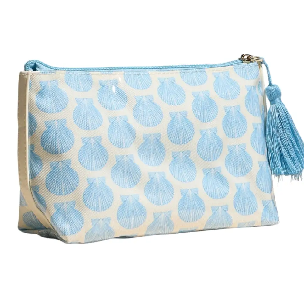Seaside Shell Tassel Pouch – Light Blue