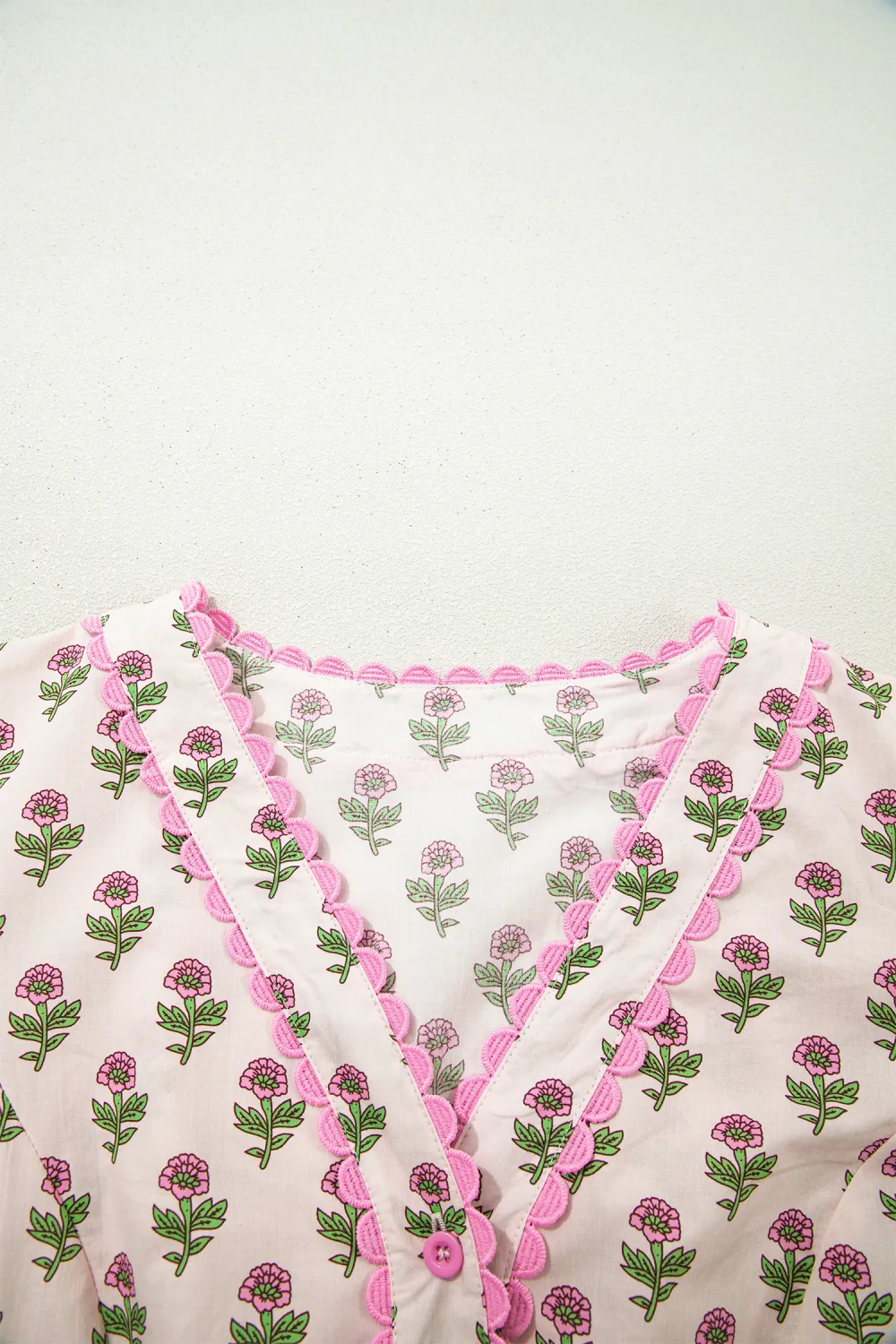 Pink Floral Scallop Trim Dress