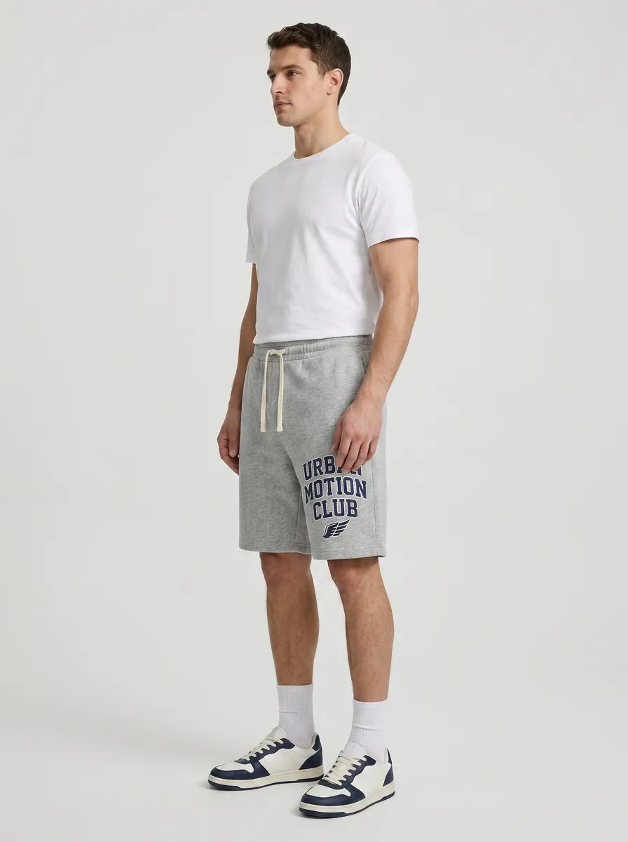 Men's Wing Graphic Drawstring Elastic-Waist Athletic Printed Sweat Shorts