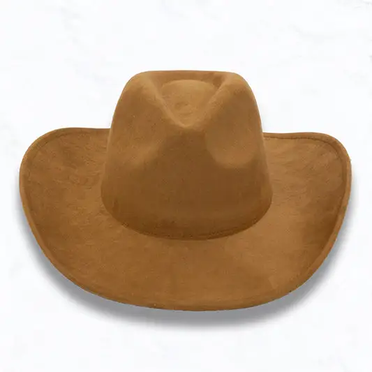 Big Brim Suede Cowboy Peach Heart Fedora Hat