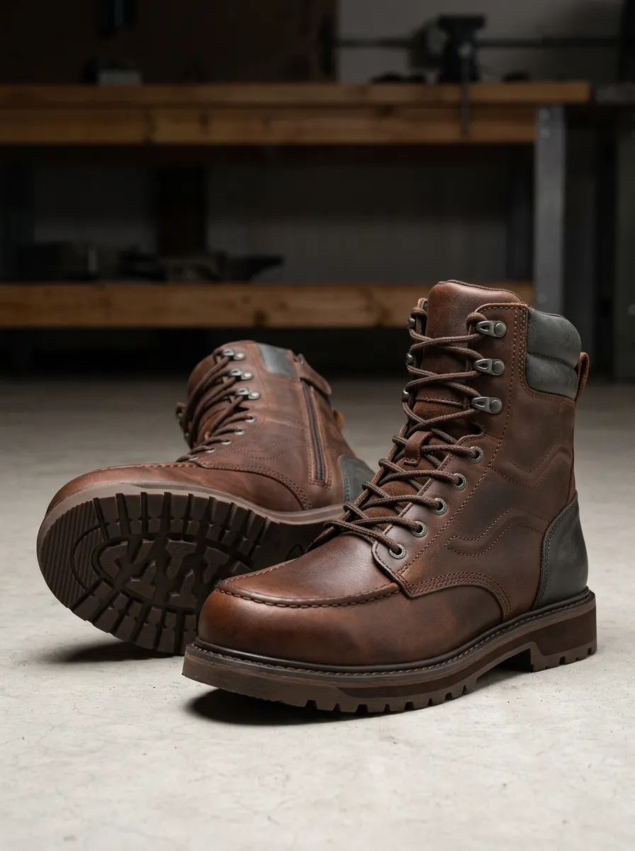 Men's Lace-Up Side-Zip Work Boots