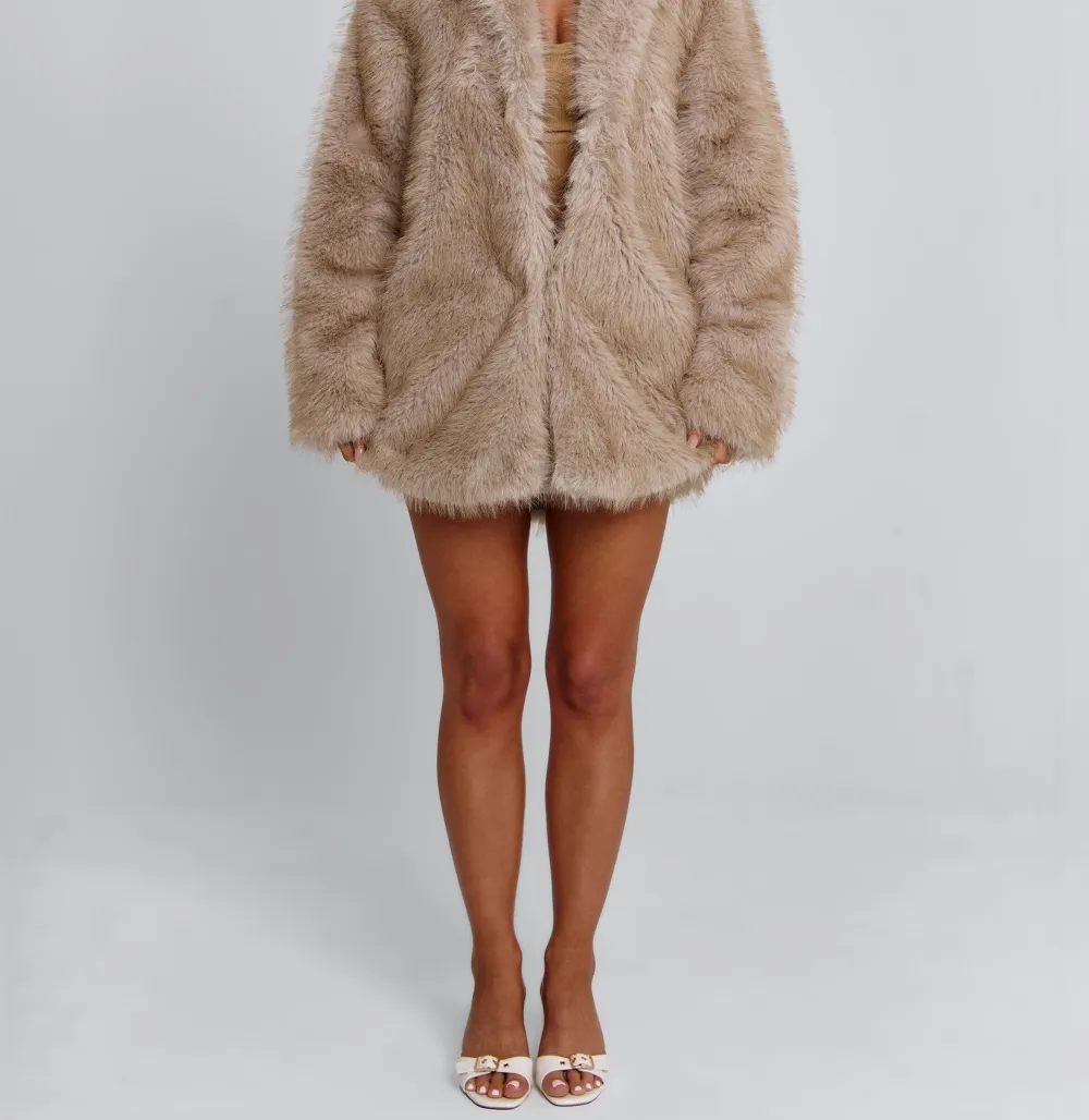 Tan Faux Fur Long Coat