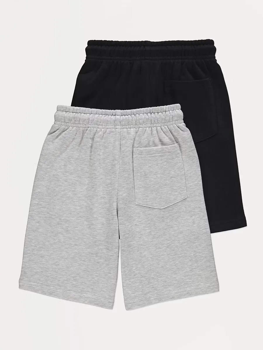 Black and Grey Long Jersey Jogger Shorts 2 Pack