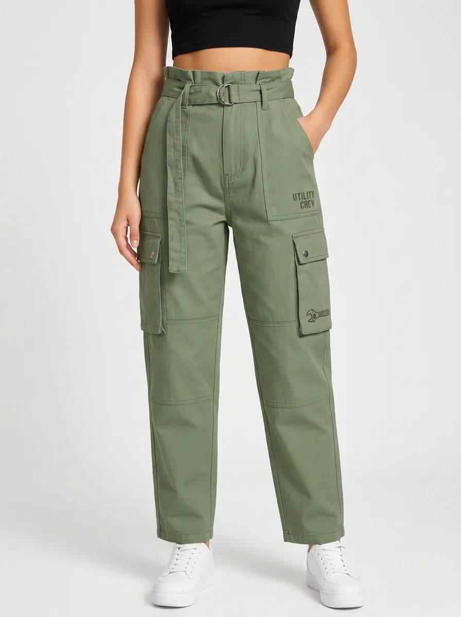 Women's Utility Crew Wrench Graphic Printed Cargo Pants
