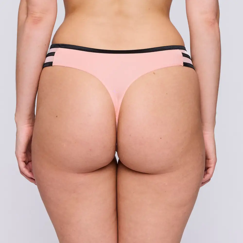 Women's Cheeky Cotton Gusset Floral Embroidery Mesh Cotton Satin Tanga Panty