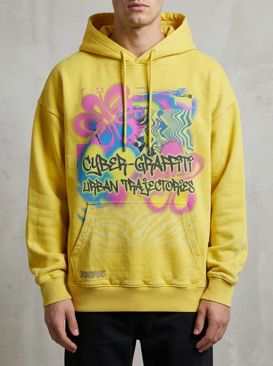 Unisex Casual Streetwear Graffiti Floral Hoodie