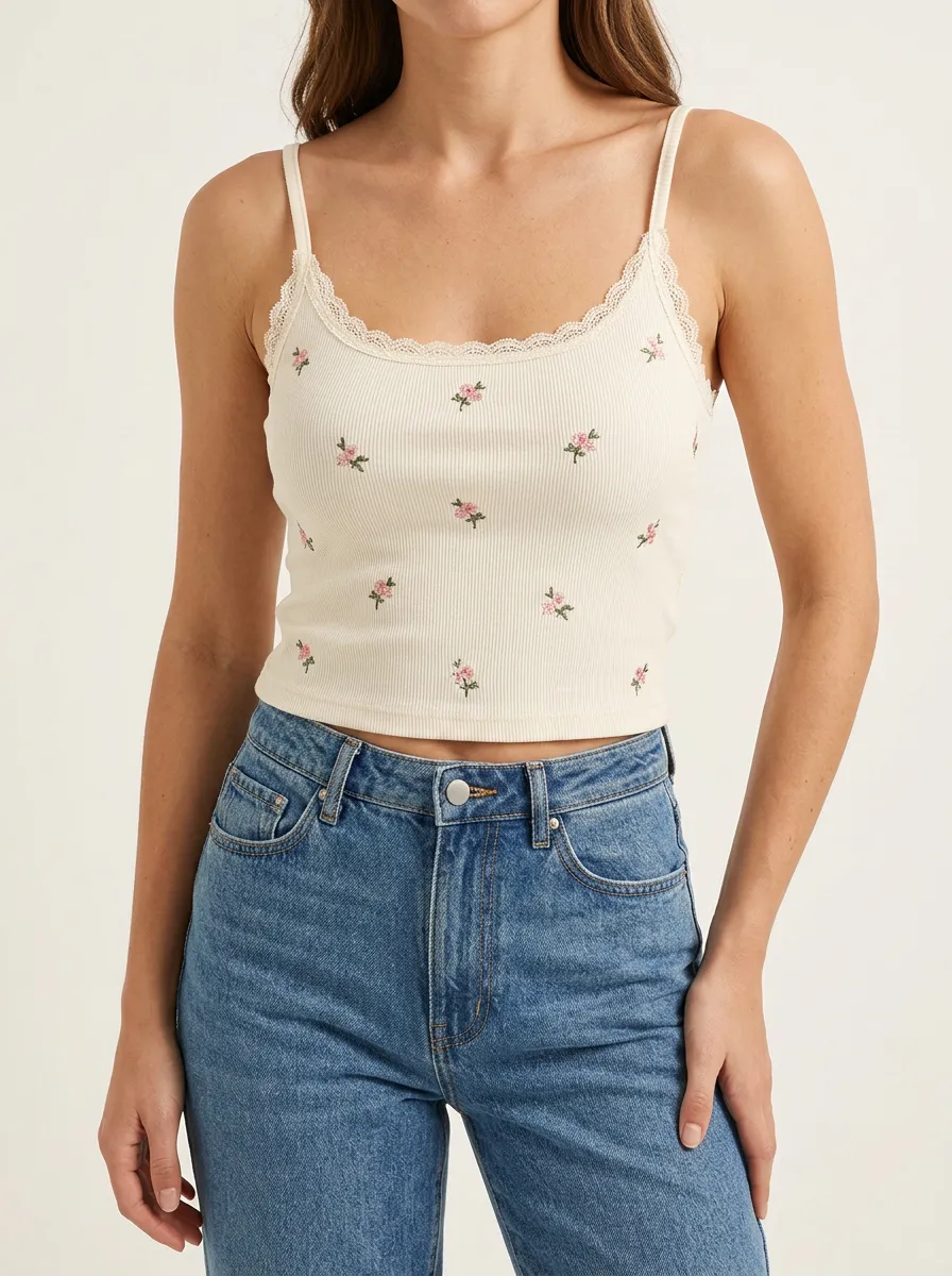 Casual Lace Detail Sleeveless Top