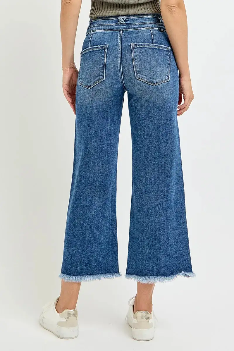 Barrel Leg Elastic Waist Denim Jeans