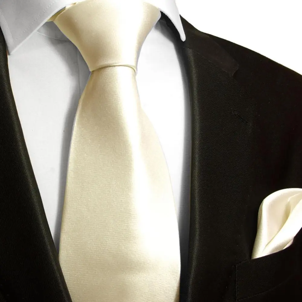 Clean Solid Men's Necktie With Pocket Square