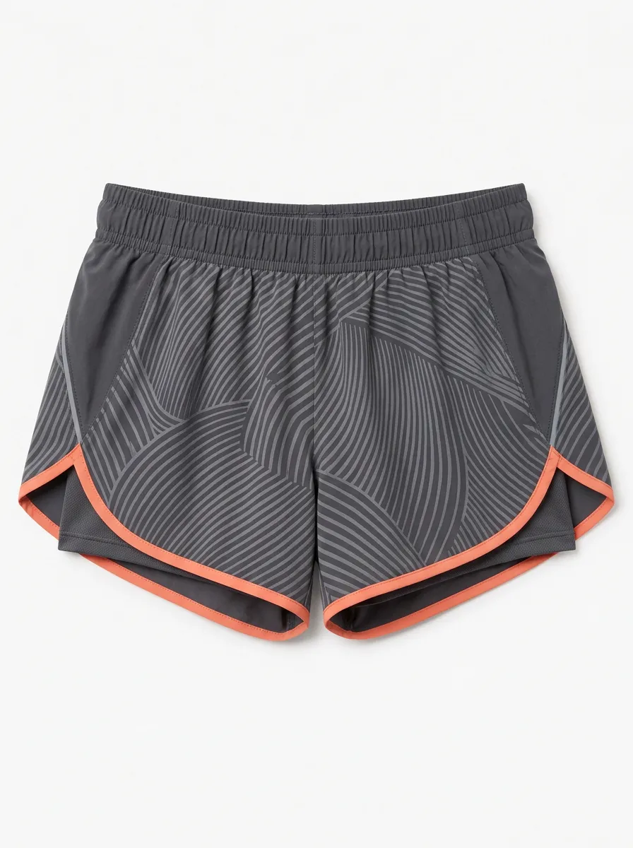 Women's Athletic Fitness Abstract Line Printed Running Shorts