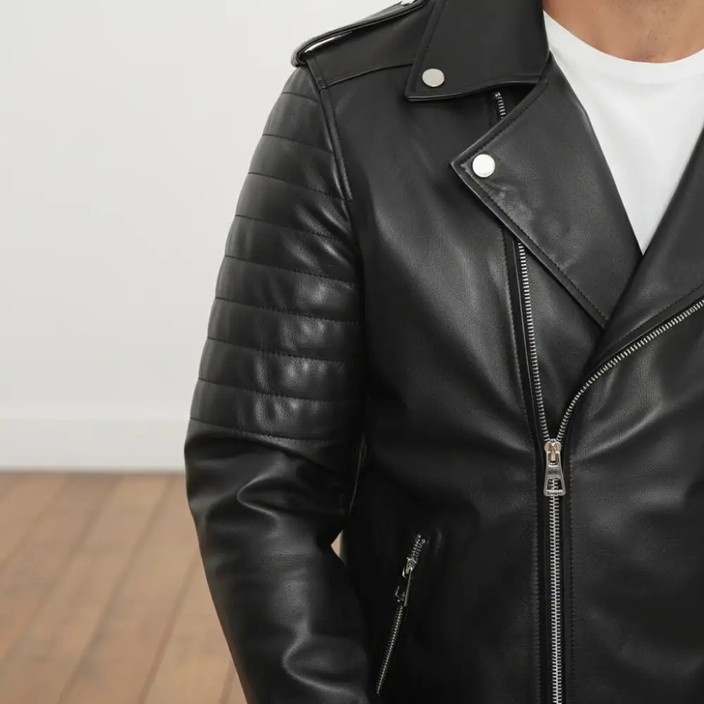 Streamlined Leather Biker Motorcycle Jacket