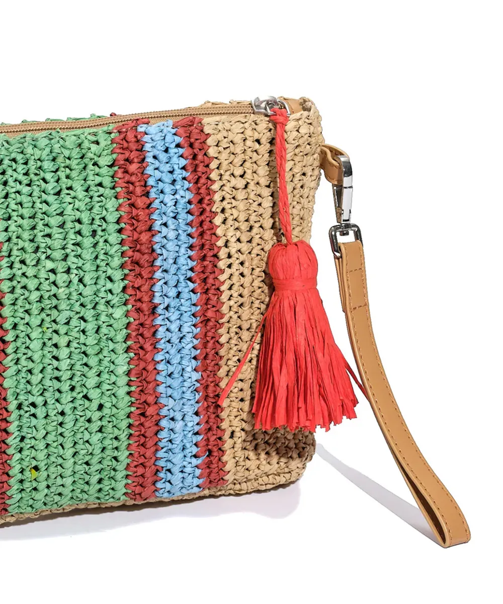 Vacation Essential Stripe Crochet Beach Clutch