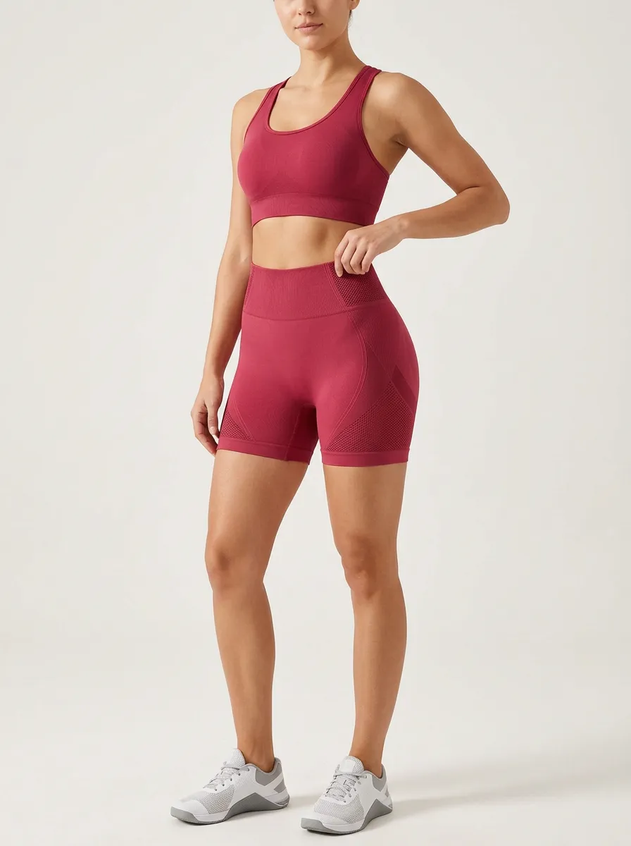 Women's Mesh Detail Seamless Workout Fitness Shorts