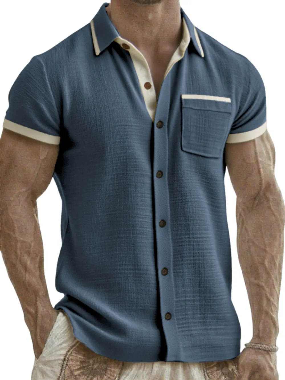 Linen Blend Pocket Shirt