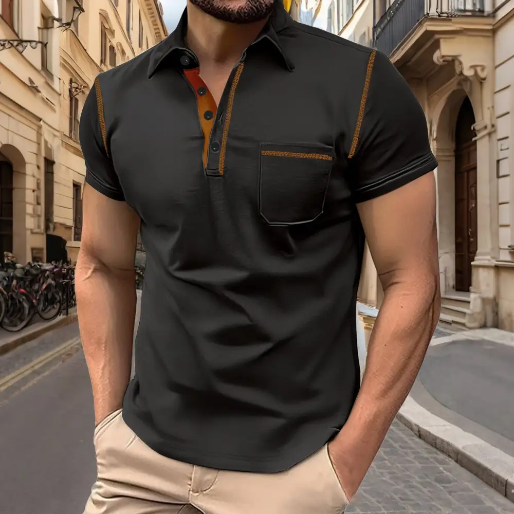 Chest Pocket Short Sleeve Polo Shirt