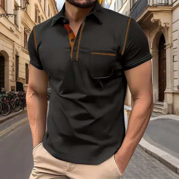 Chest Pocket Short Sleeve Polo Shirt
